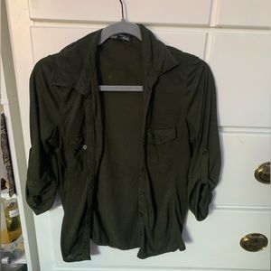 olive green button up.